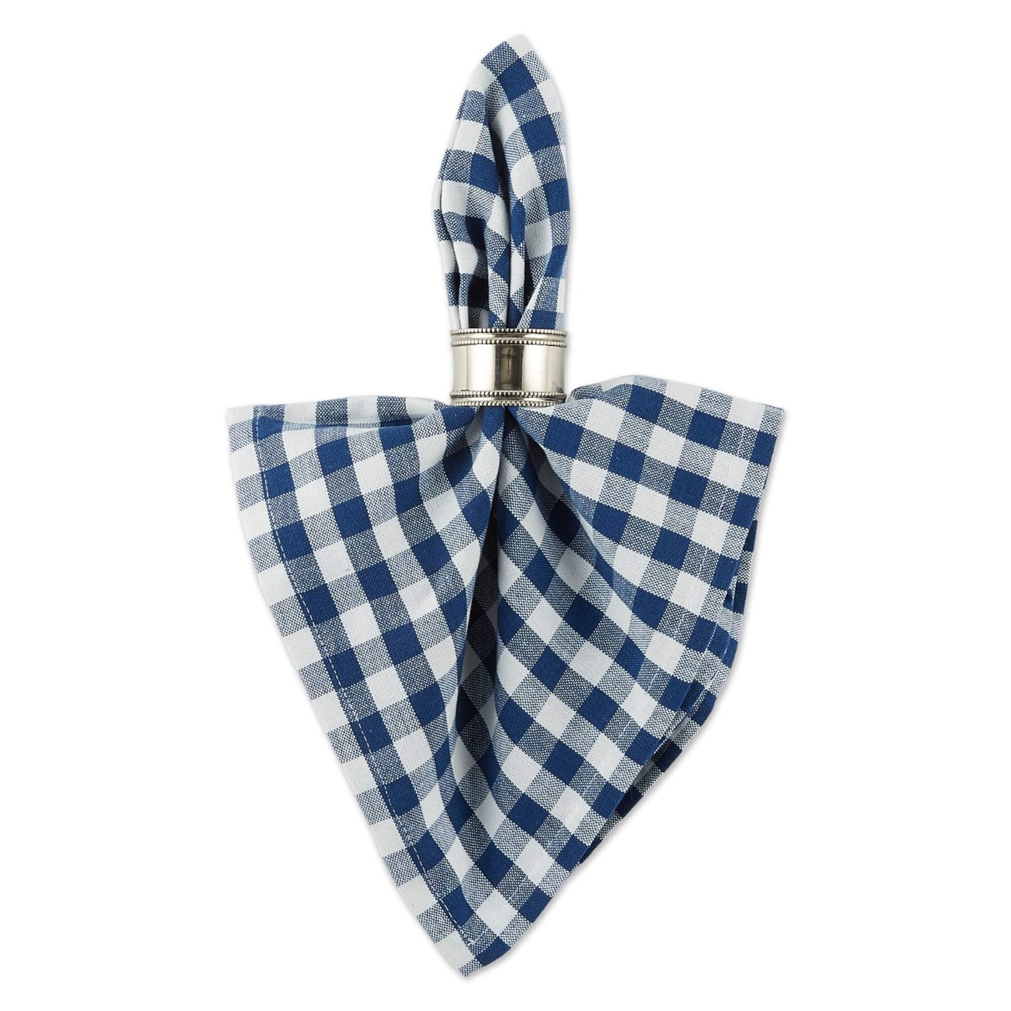 DII® Navy & Off White Gingham Cotton Napkins, 4ct.